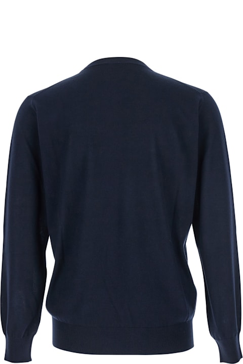Kangra for Women Kangra Blue Crewneck Sweater With Ribbed Trims In Wool Man
