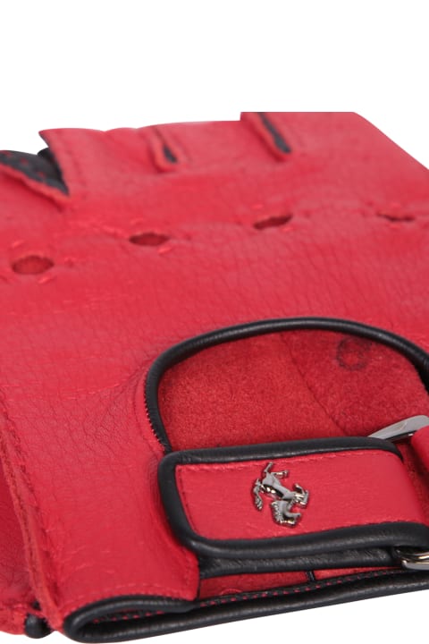 Ferrari Accessories for Men Ferrari Ferrari Red Leather Fingerless Gloves