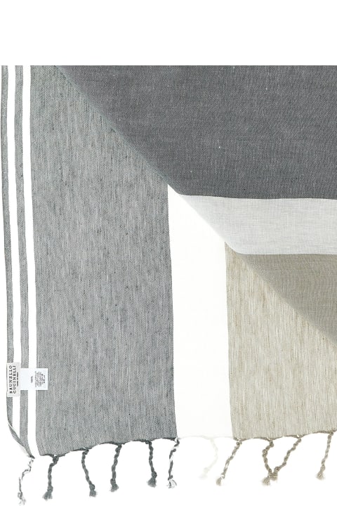 メンズ 水着 Brunello Cucinelli Striped Beach Towel