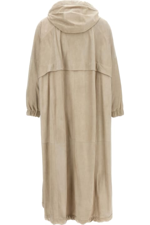 Coats & Jackets for Women Brunello Cucinelli 'monile' Long Suede Jacket