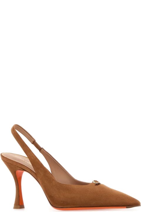Santoni Camel Suede Chanel Pumps