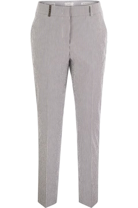 Peserico Clothing for Women Peserico Seersucker Cotton Cigarette Trousers