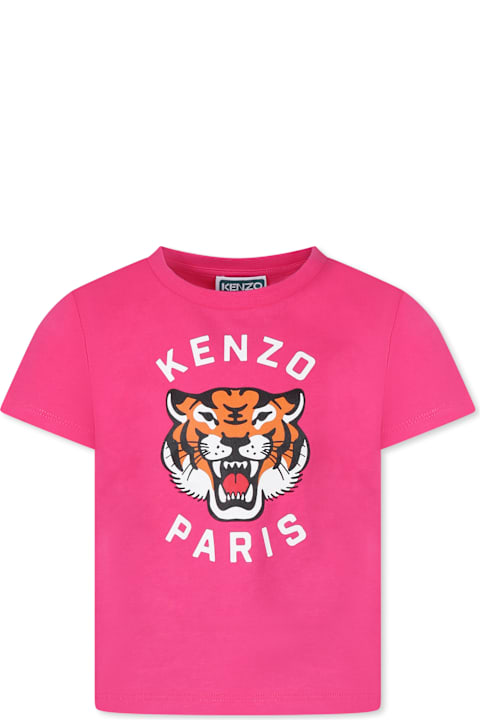 Kenzo Kids for Girls Kenzo Kids Fuchsia T-shirt For Girl With Lucky Tiger