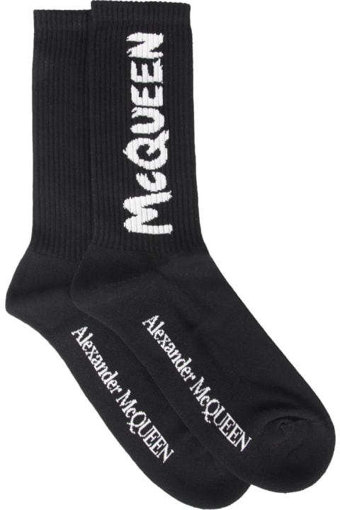Underwear for Men Alexander McQueen Graffiti Logo Socks