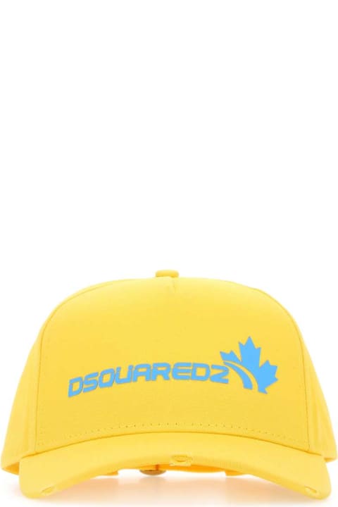 Hats for Men Dsquared2 Yellow Cotton Baseball Cap
