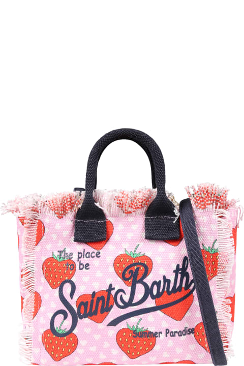 ガールズ MC2 Saint Barthのアクセサリー＆ギフト MC2 Saint Barth Pink Bag For Girl With Strawberry Print And Logo