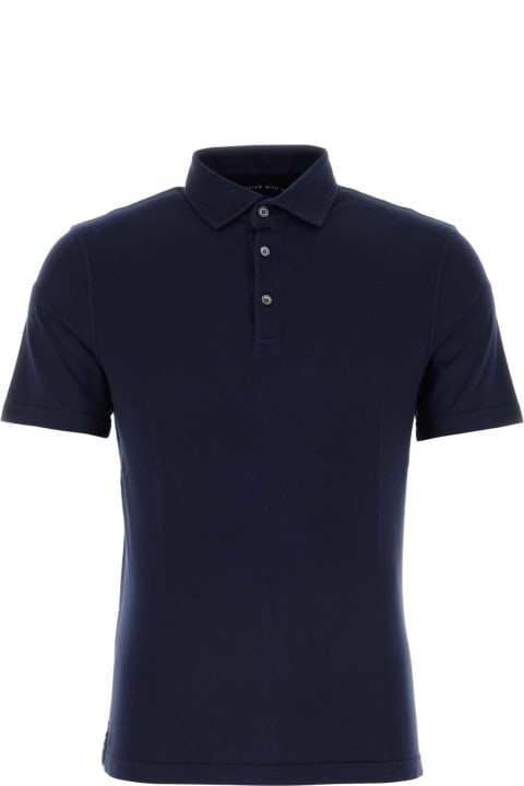 Fedeli Topwear for Men Fedeli Blue Cotton Polo Shirt