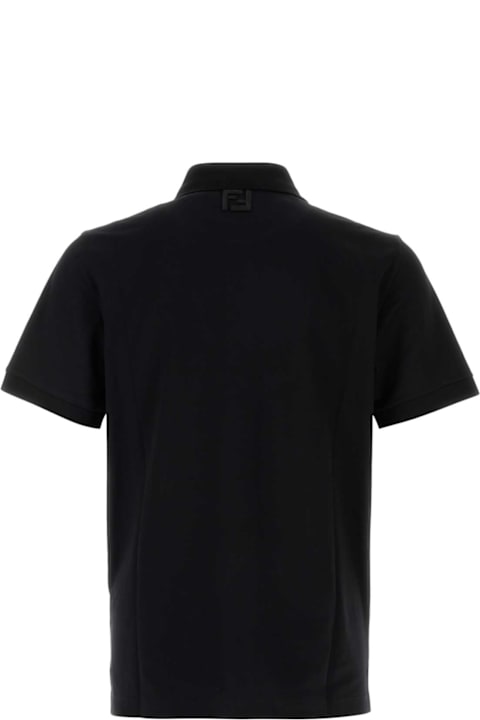 Topwear for Men Fendi Black Piquet Polo Shirt