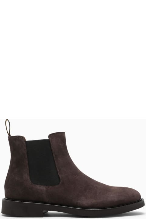 Shoes for Men Doucal's Deep Brown Suede Chelsea Boots