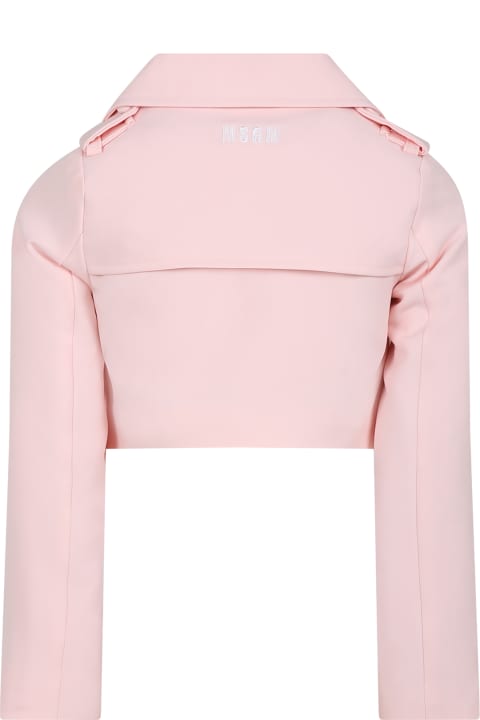 ガールズ MSGMのコート＆ジャケット MSGM Pink Jacket For Girl With Logo