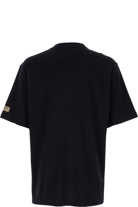 Dolce & Gabbana Topwear for Men Dolce & Gabbana Black T-shirt With Logo Lettering Print In Cotton Man
