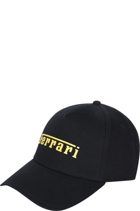 Ferrari Hats for Men Ferrari Rubberized Logo Black Hat