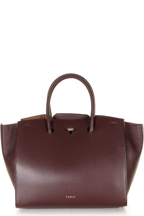 Furla Genesi L Leather Shopping Bag in Natural