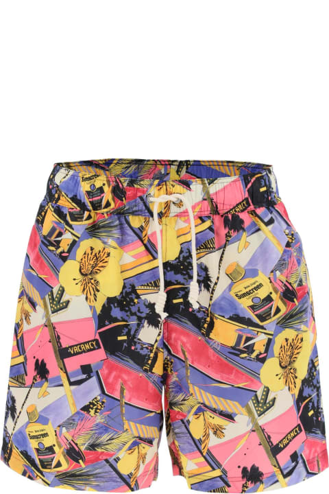 Palm Angels Swimwear for Men Palm Angels Swimtrunks With Miami Mix Print