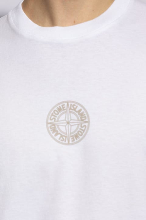 Stone Island لـ Men Stone Island Compass Patch Crewneck T-shirt