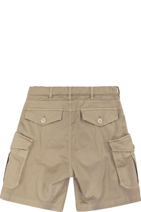 Bottoms for Boys Brunello Cucinelli Garment-dyed American Pima Comfort Cotton Gabardine Bermuda Shorts With Cargo Pockets