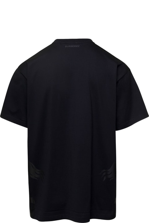 Black T-shirt With Tonal Equestrian Knight Print In Cotton Stretch Man