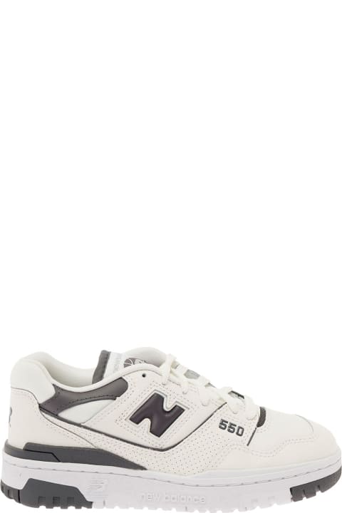 Fashion for Women New Balance '550' White And Black Low Top Sneakers With Logo In Leather Woman
