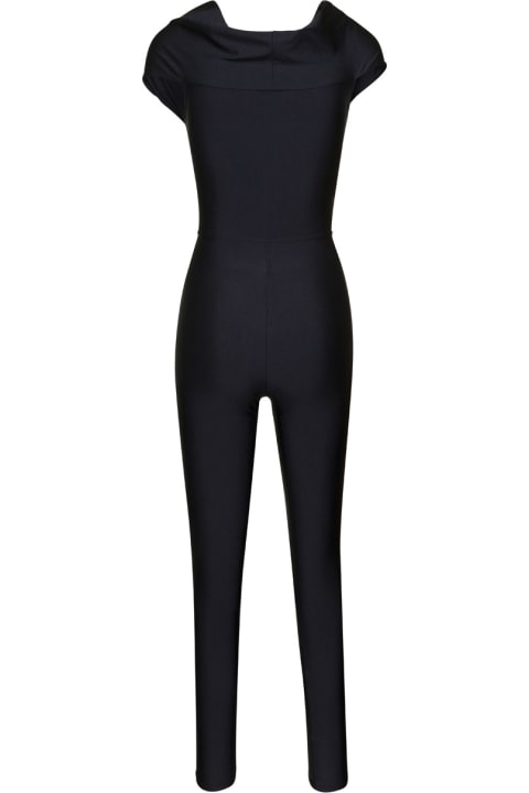 The Andamane Clothing for Women The Andamane Black Jumpsuit With Front Knot In Techno Fabric Stretch Woman