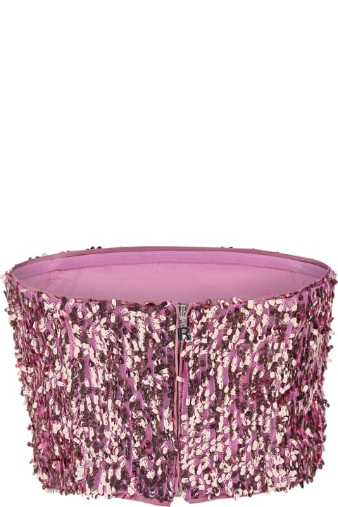Rotate by Birger Christensen for Women Rotate by Birger Christensen Pink Crop Top With All-over Sequins In Recycled Fabric Woman
