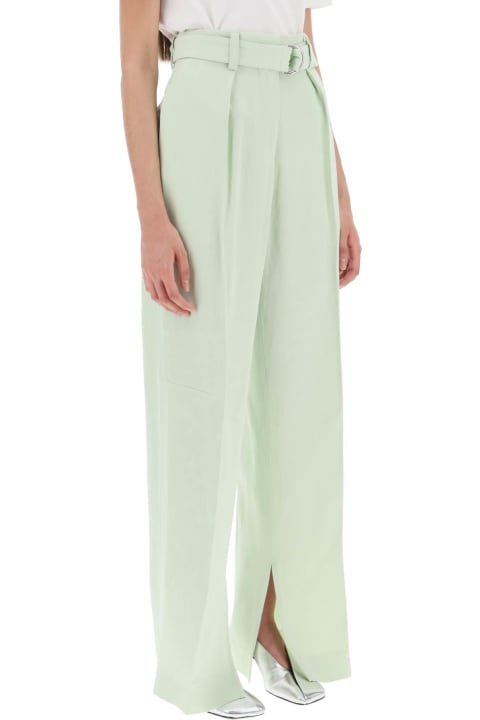 Jil Sander Pants & Shorts for Women Jil Sander Belted Linen Blend Trousers