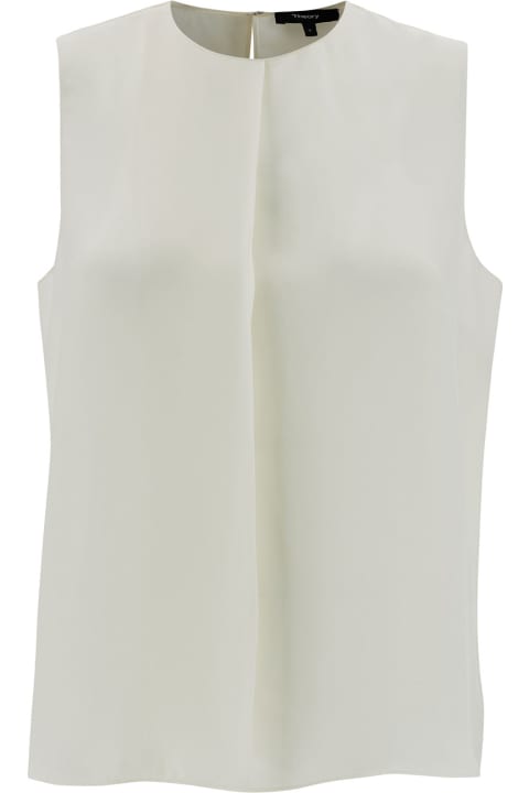 Theory Clothing for Women Theory White Sleeveless Crewneck Top In Silk Woman