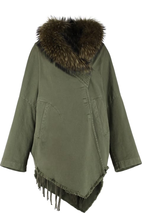 Hooded Parka With Fur Trimming