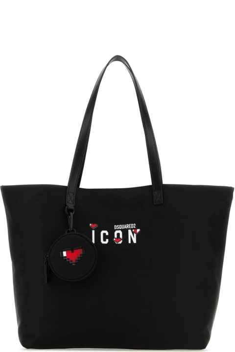Dsquared2 Totes for Women Dsquared2 Black Nylon Icon Shopping Bag
