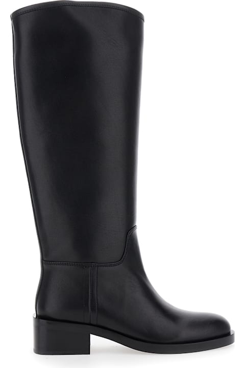 Jeffrey Campbell لـ Men Jeffrey Campbell Black Knee High Boots With Block Heel In Leather Woman