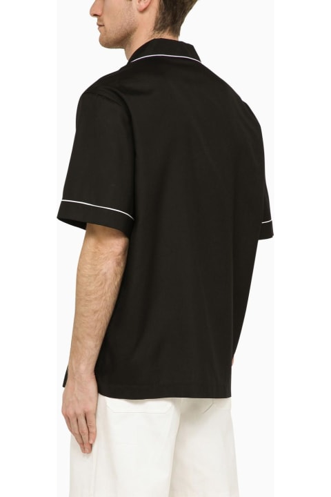 メンズ Valentinoのシャツ Valentino Black Silk Bowling Shirt