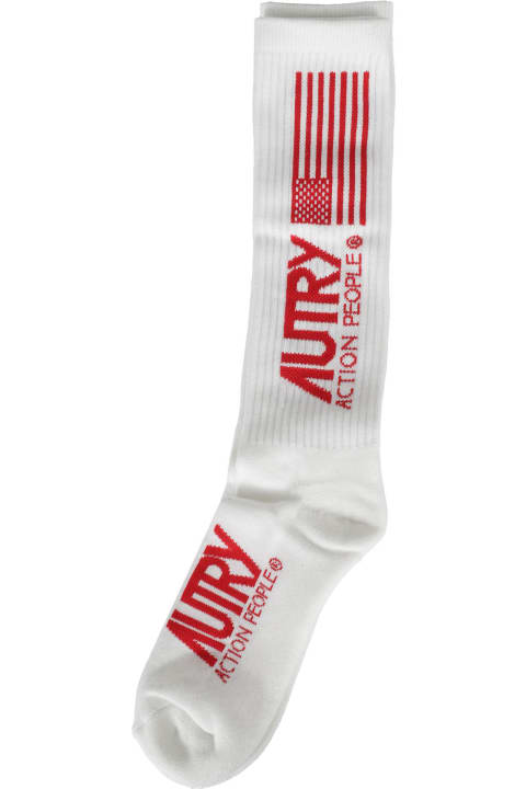 Underwear & Nightwear for Women Autry Logo Intarsia-knitted Ribbed Socks