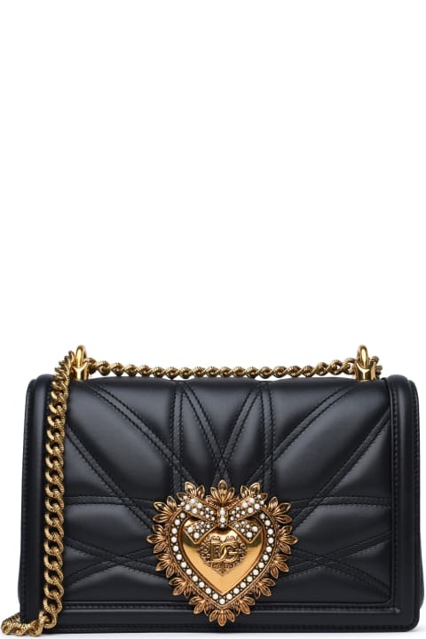 Medium 'devotion' Bag In Black Lambskin