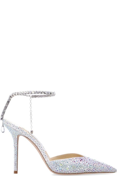 آخر صيحات الموضة من السيدات Jimmy Choo Saeda 100 Embellished Pointed-toe Pumps