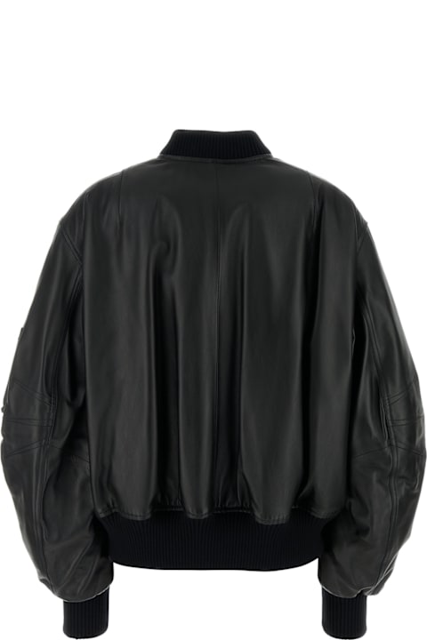 The Attico for Women The Attico Black Leather Bomber Jacket