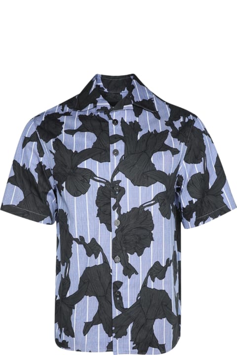 Neil Barrett Shirts for Men Neil Barrett Light Blue Shirt With Floral Print
