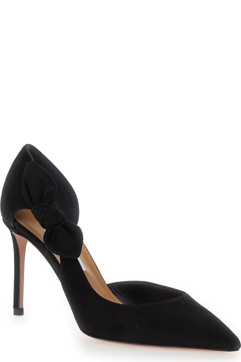 Aquazzura High-Heeled Shoes for Women Aquazzura Black Pumps With Bow Detail In Suede Woman