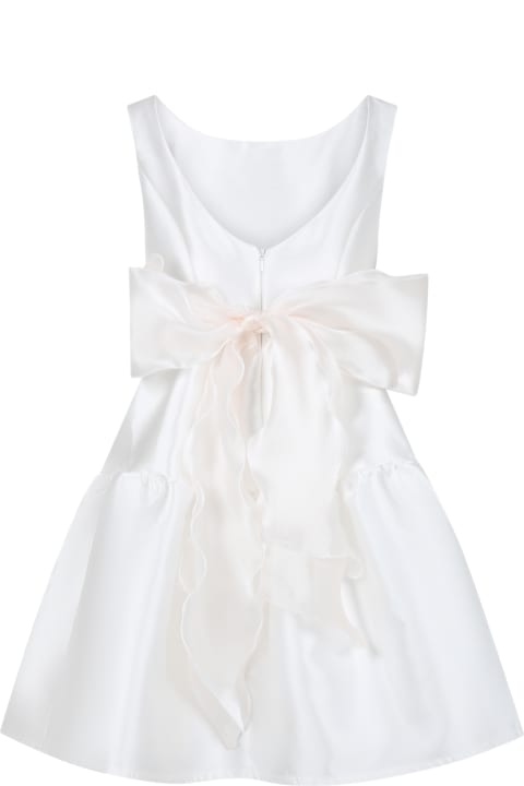 Dresses for Girls Monnalisa White Dress For Girl With Bow