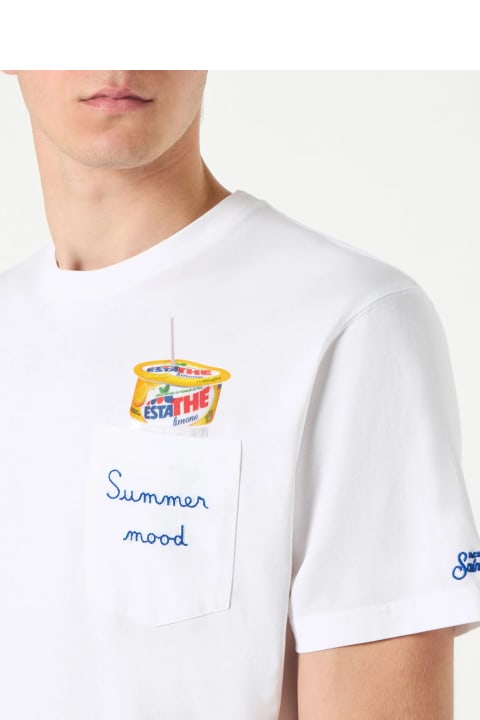 أدوات منزلية MC2 Saint Barth Man Cotton T-shirt With Estathé Summer Mood Print And Embroidery | Estathé® Special Edition
