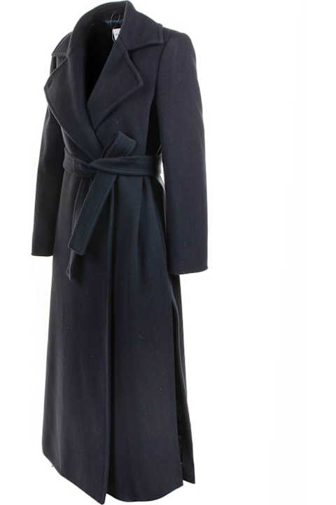 Marella for Women Marella Navy Blue Long Coat With Belt