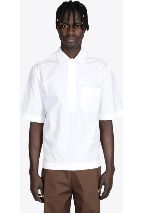 Bianco White cotton poplin polo shirt