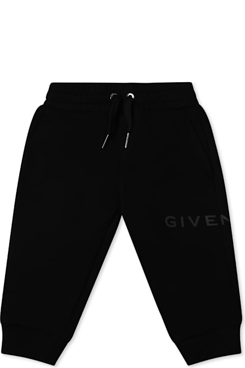 Givenchy Bottoms for Baby Girls Givenchy Black Trousers For Baby Boy With Logo