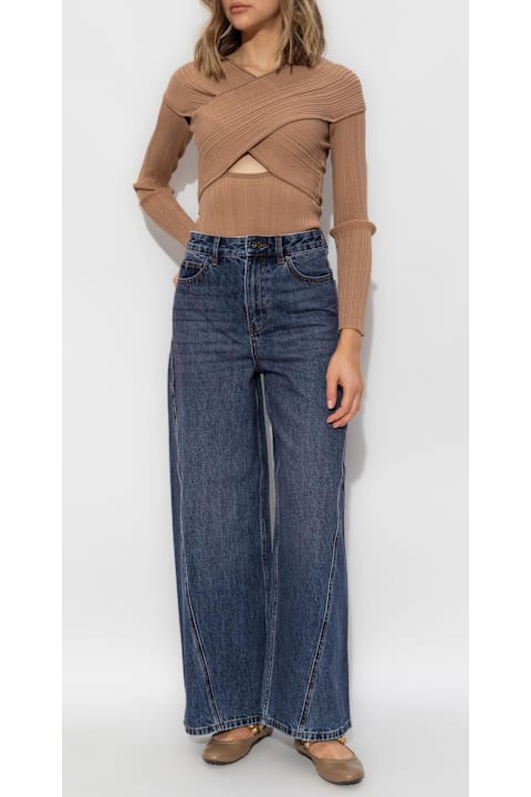 self-portrait ملابس علوية لـ السيدات self-portrait Self Portrait Ribbed Top With Long Sleeves