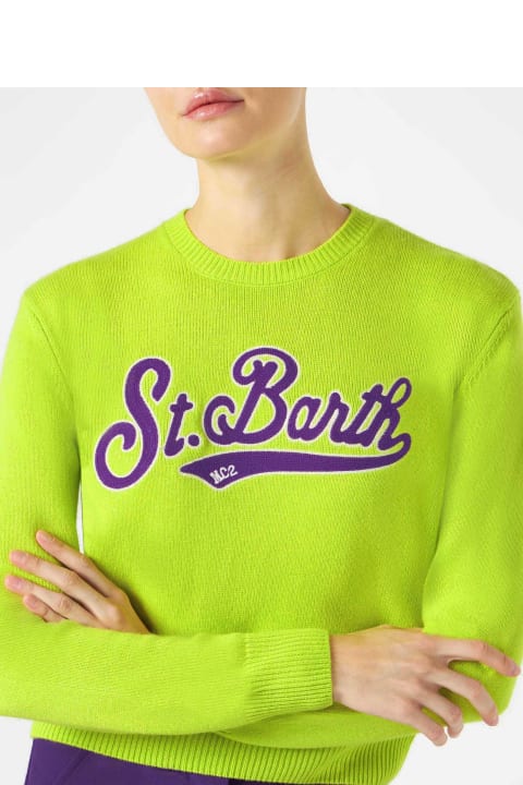 Homeware MC2 Saint Barth Woman Acid Green Cropped Sweater