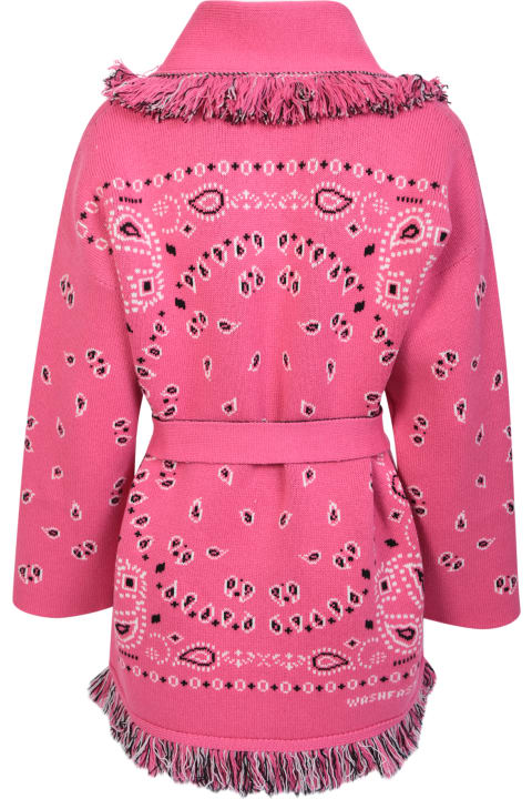 Alanui Sweaters for Women Alanui Pink Paisley Pattern Cardigan