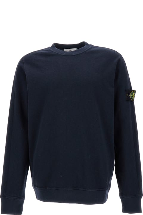Homeware Stone Island Junior Blue Crewneck Sweatshirt With Logo Patch In Cotton Man