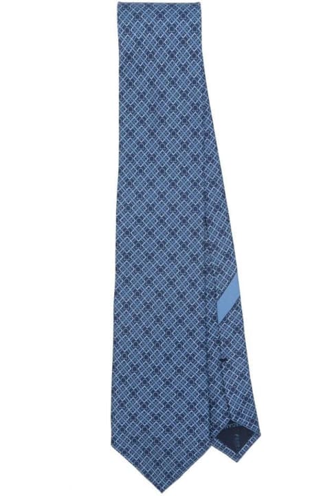 Ferragamo Ties for Women Ferragamo Check Gancini Printed Tie