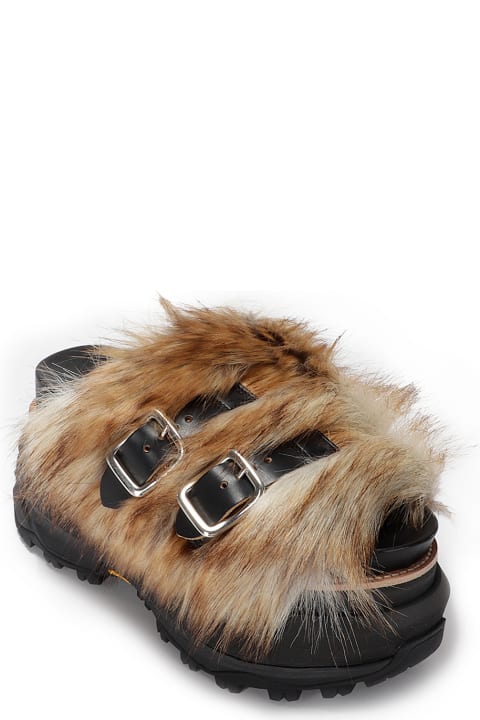 靴 Mix Faux Fur Sandals(22-02921M) sacai 24-07477-001-BLACK-