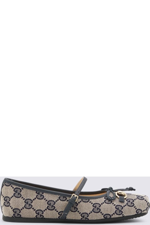 Gucci Beige And Blue Flat