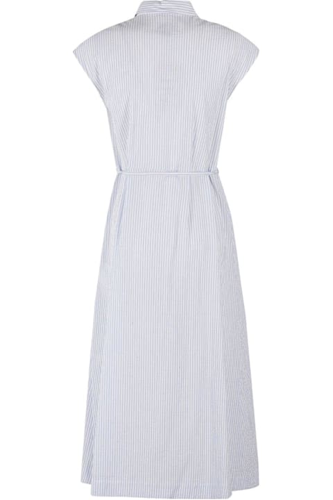 Woolrich for Women Woolrich Pinstriped Tie-waisted Long Shirt Dress