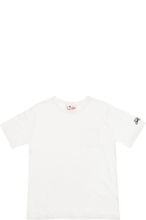 Topwear for Boys MC2 Saint Barth 'alex' White T-shirt With A Patch Pocket In Jersey Boy